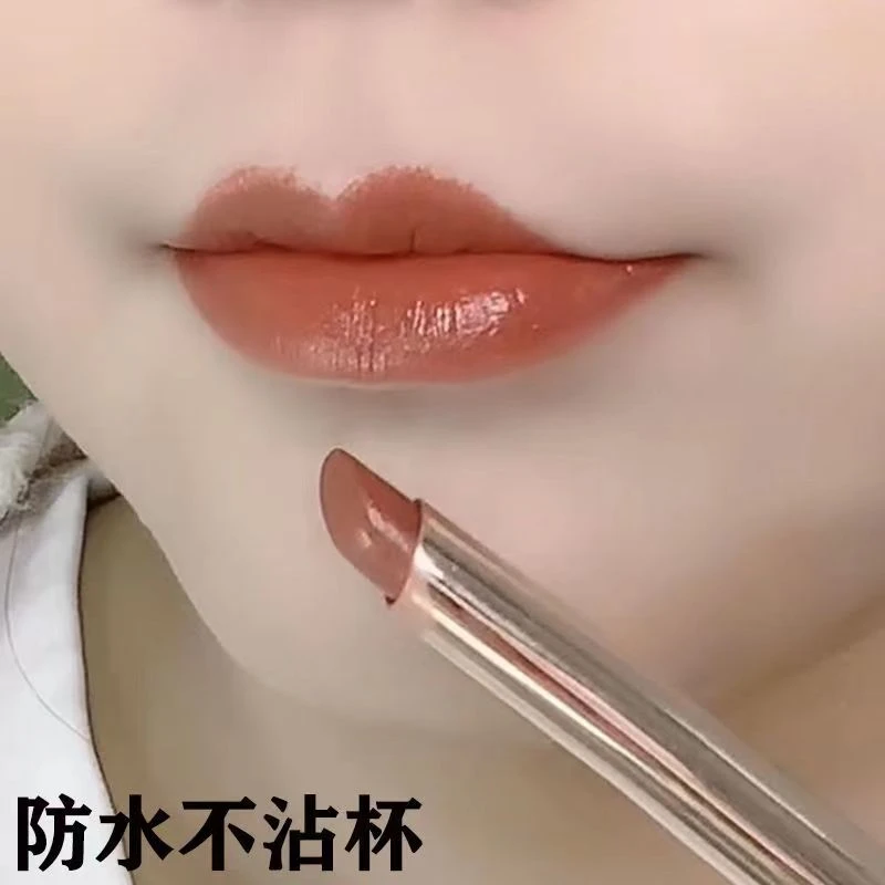 新款女推荐不掉色不沾杯肉桂奶茶吃土色口红防水持久中年妈妈口红