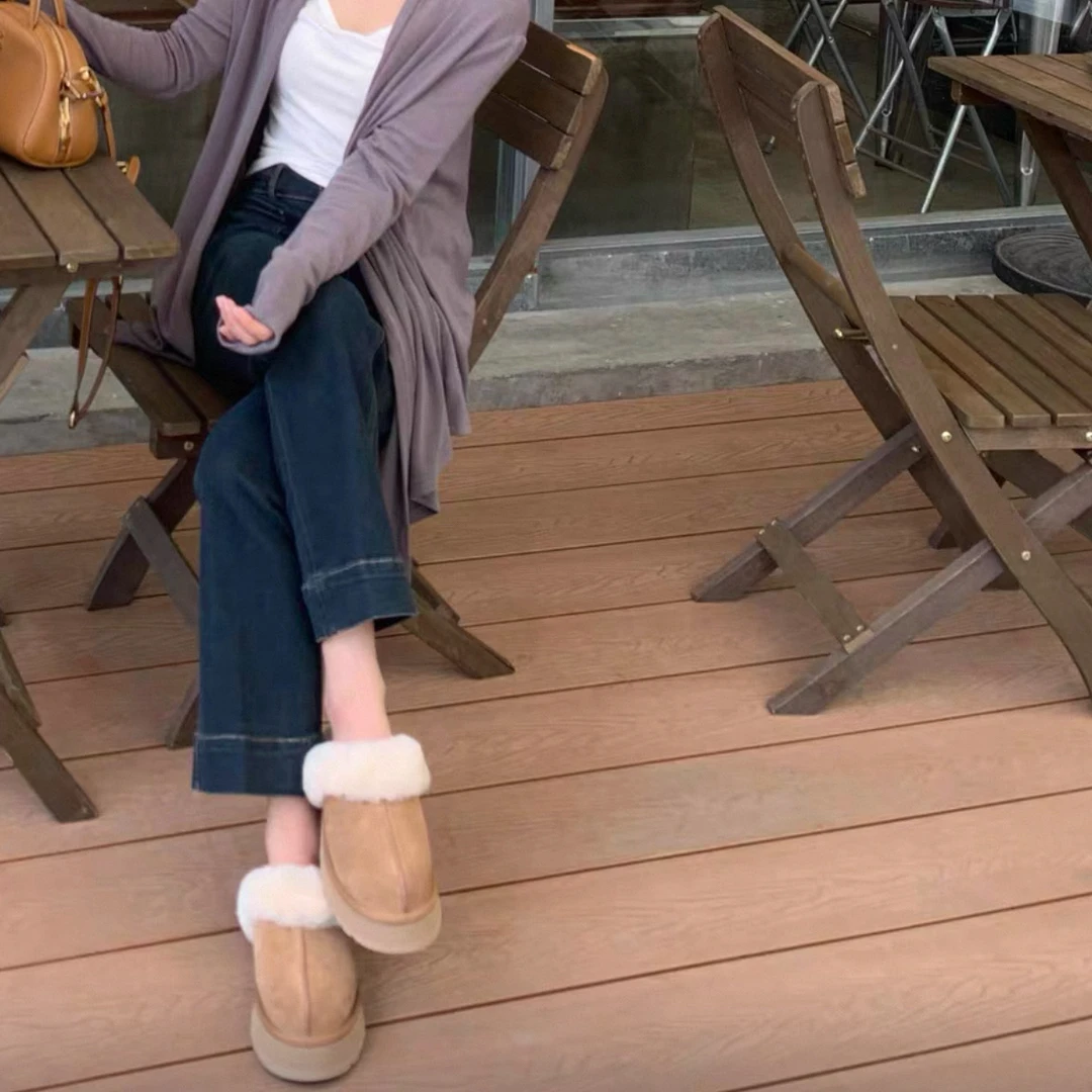 君君厚底毛毛雪地靴跟高4厘米