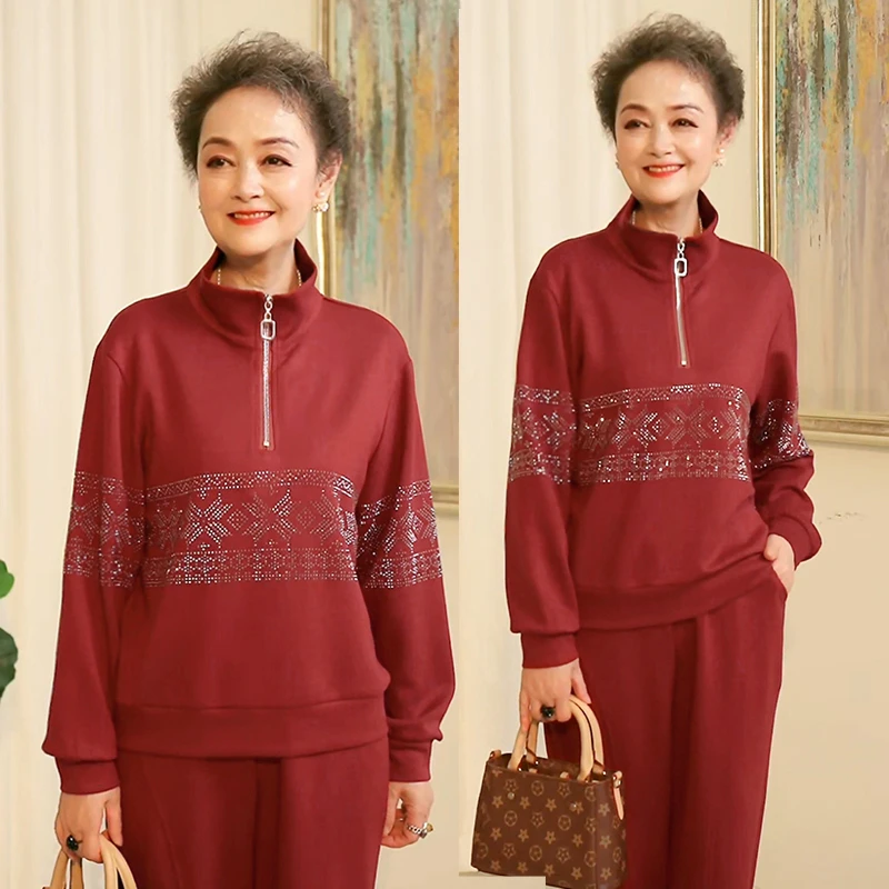 时尚中老年休闲运动套装洋气妈妈装春秋季宽松减龄大码气质两件套