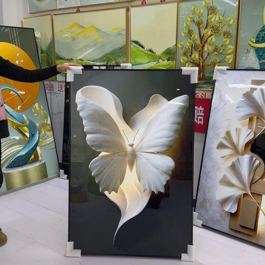 破茧成蝶立体画80.120晶瓷铝合金边框