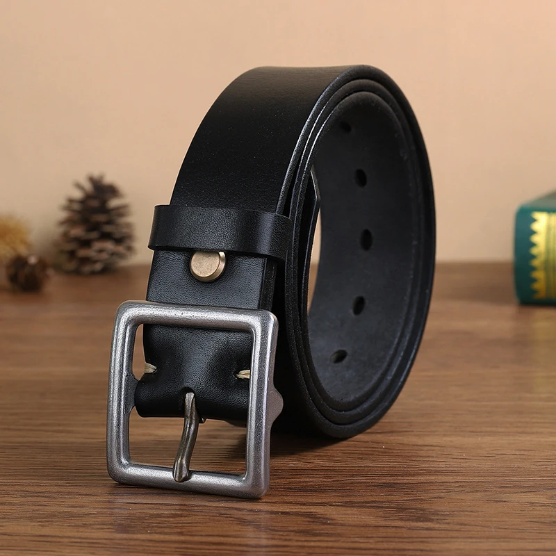 不锈钢扣头皮带男真皮针扣头层牛皮年轻人潮流百搭休闲牛仔裤腰带