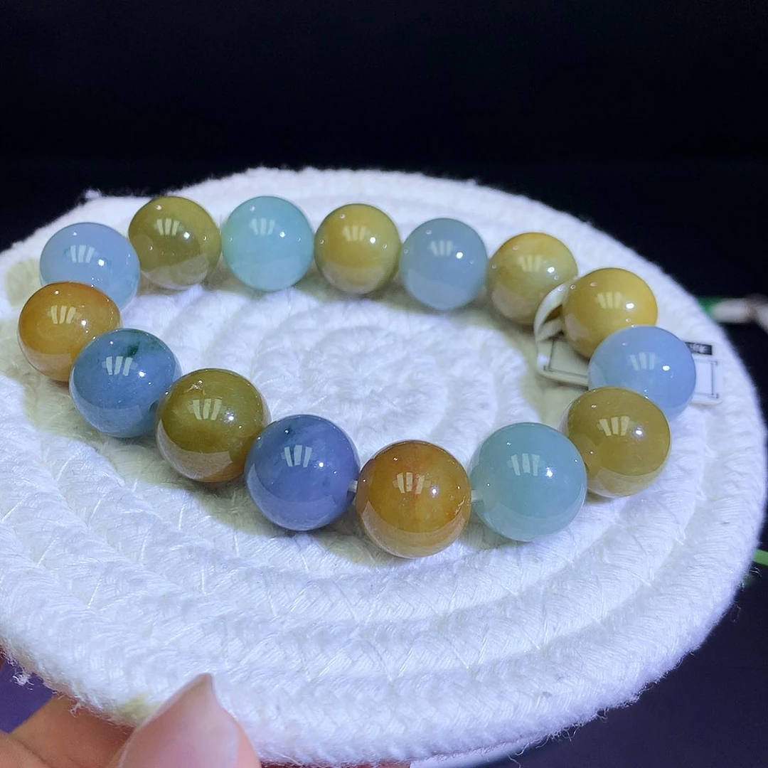 未镶嵌手链翡翠天然缅甸翡翠多宝手串卡13.5