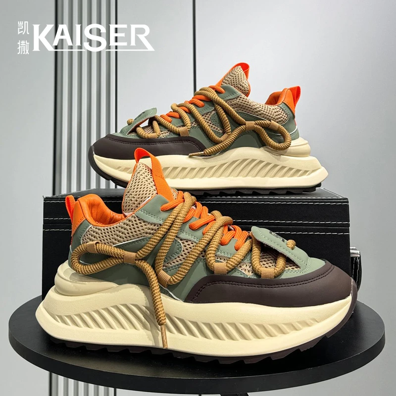 KAISER/凯撒·男鞋冬季新款时尚百搭休闲网面鞋男士厚底运动老爹鞋