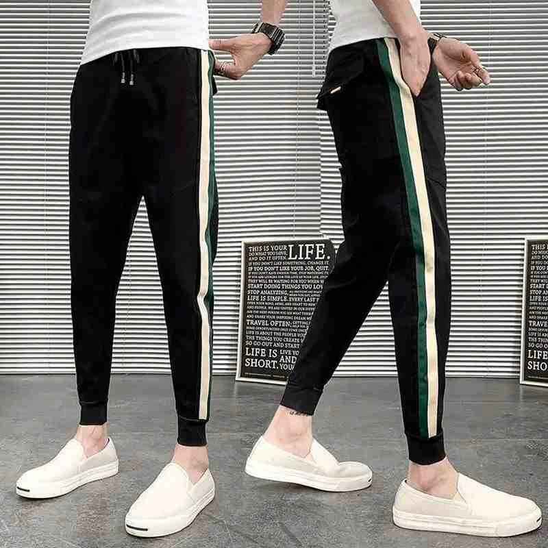 夏季薄款修身休闲裤男士韩版裤子精神小伙网红束脚哈伦九分小脚裤