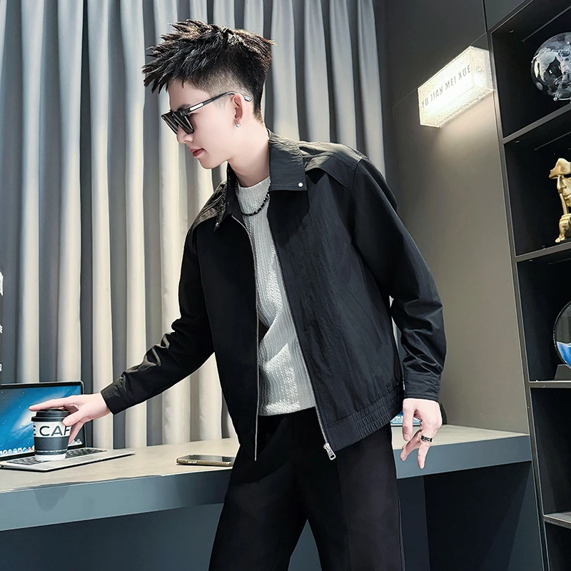外套男款春秋季新款男生衣服高级感男装痞帅上衣休闲百搭翻领夹克