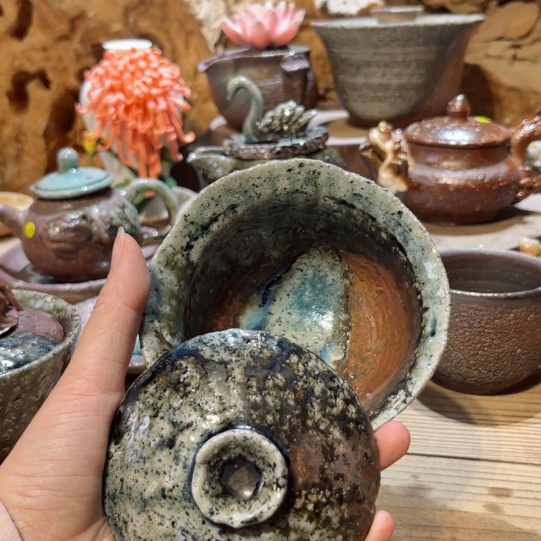 【闪购商品】秦*柴烧茶具手工盖碗215