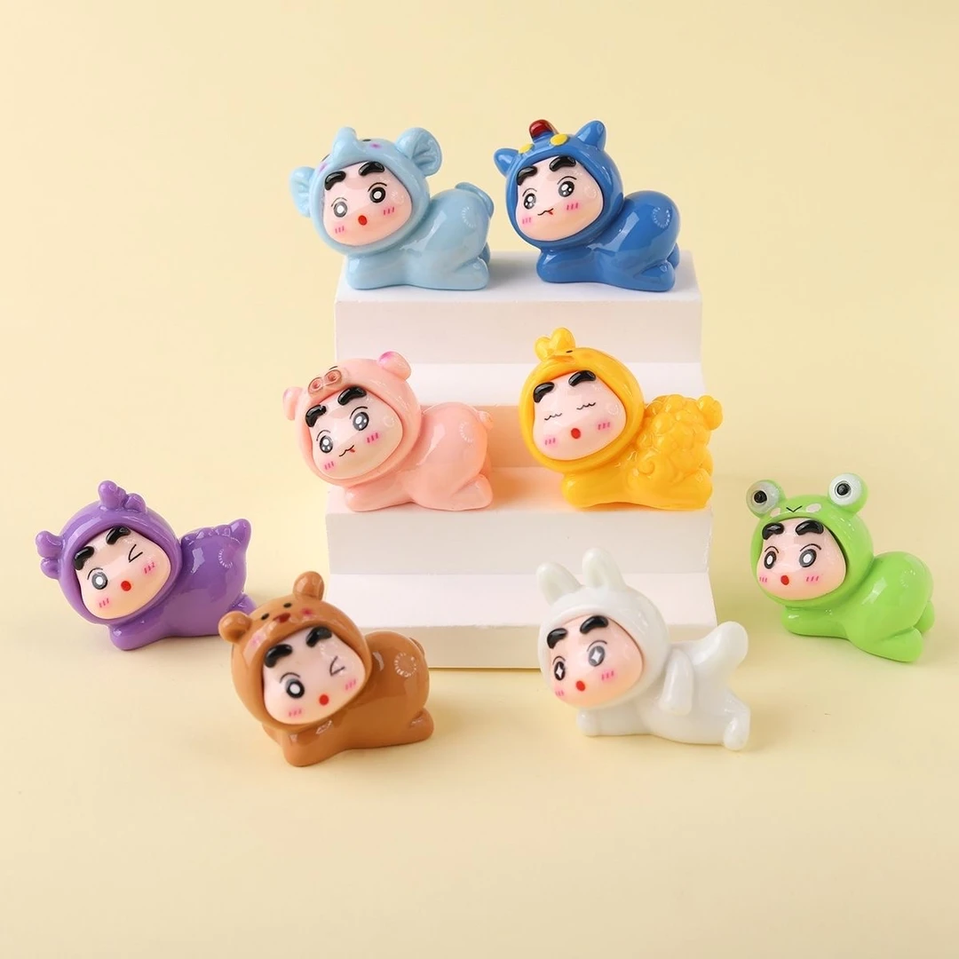 【实色趴姿动物小新】diy创意卡通公仔树脂桌面车载装饰摆件