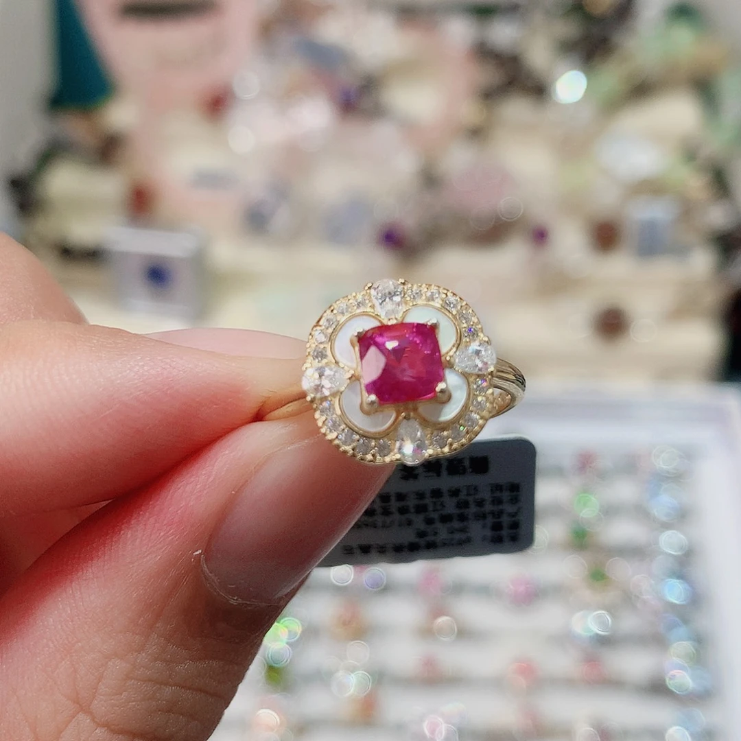 银S925镶嵌戒指戒指尖晶石