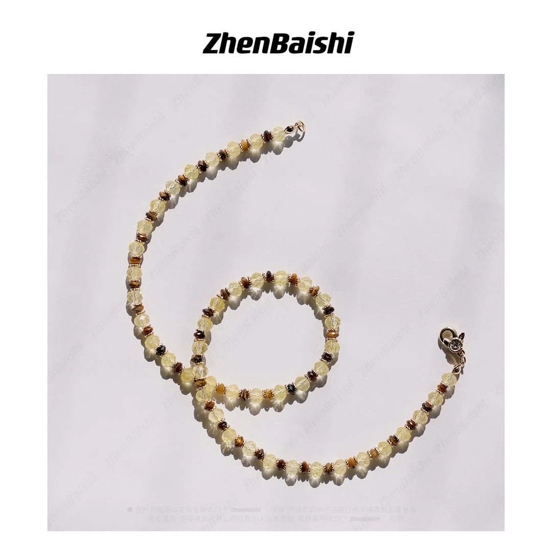 合金仿水晶项链 小众设计串珠项链高级加延长链【20537】