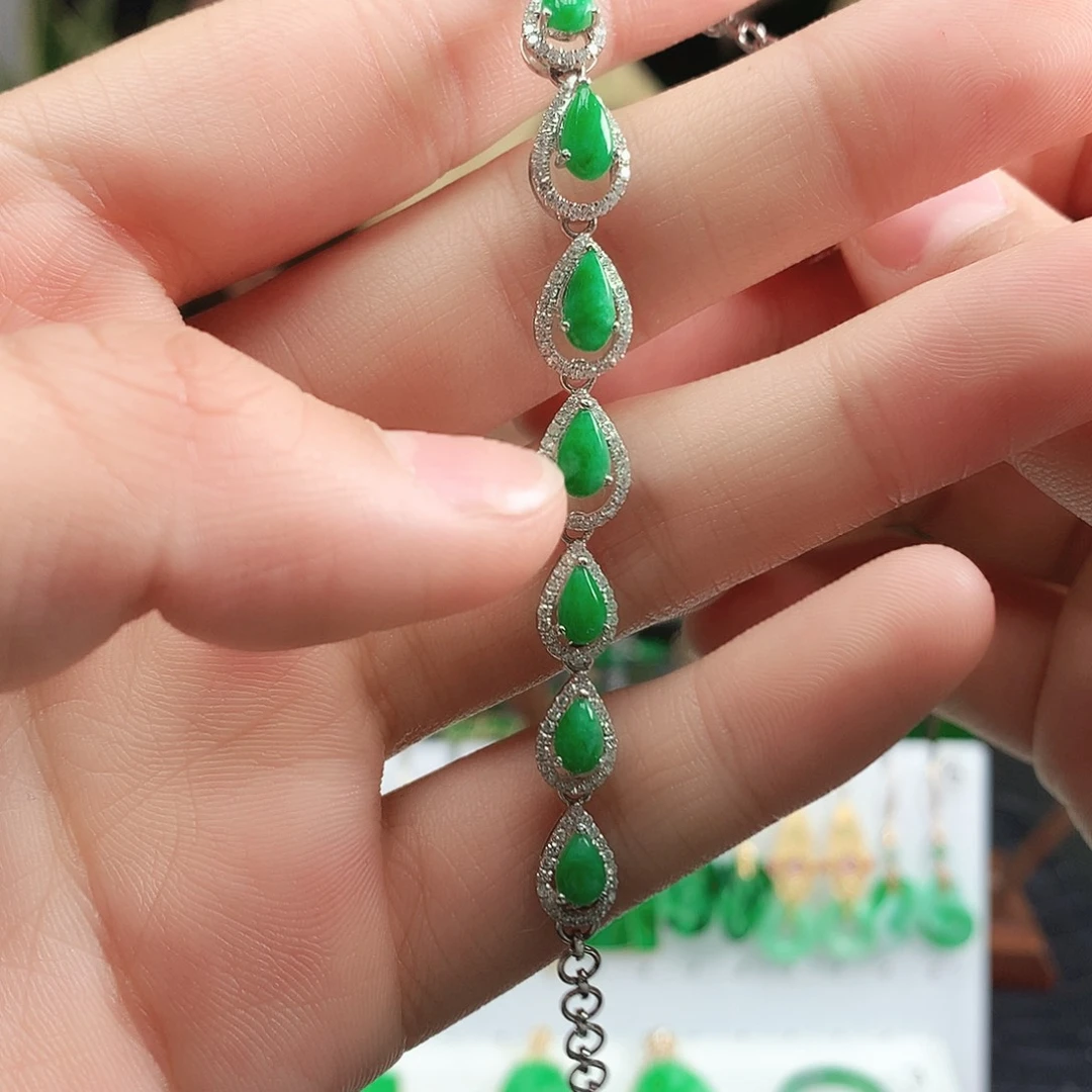 翡翠手链18K金镶嵌手链