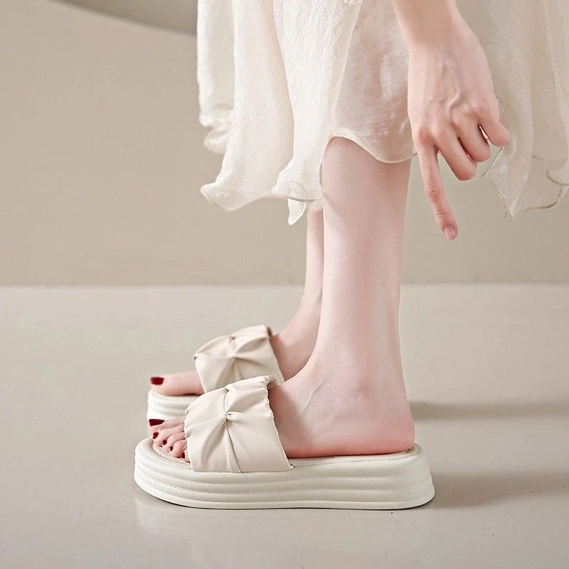 超软拖鞋女夏厚底防水防滑一字拖外穿配裙子懒人休闲鞋QZQW