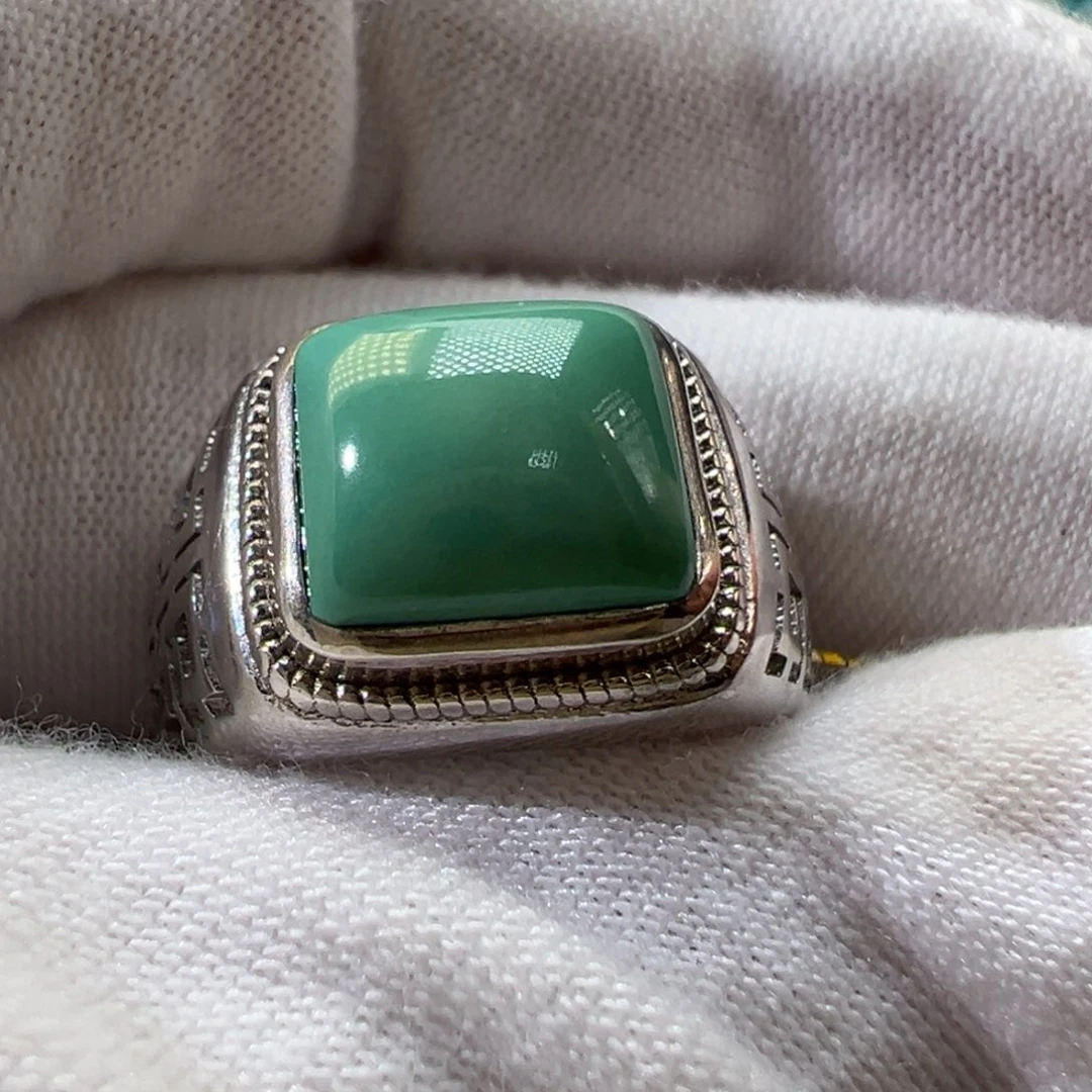 绿松石银S925镶嵌戒指
