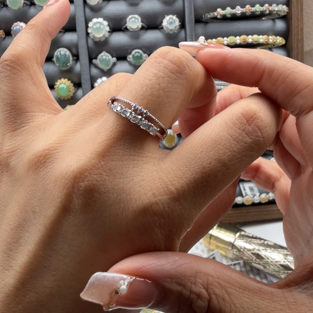 银S925镶嵌戒指翡翠戒指