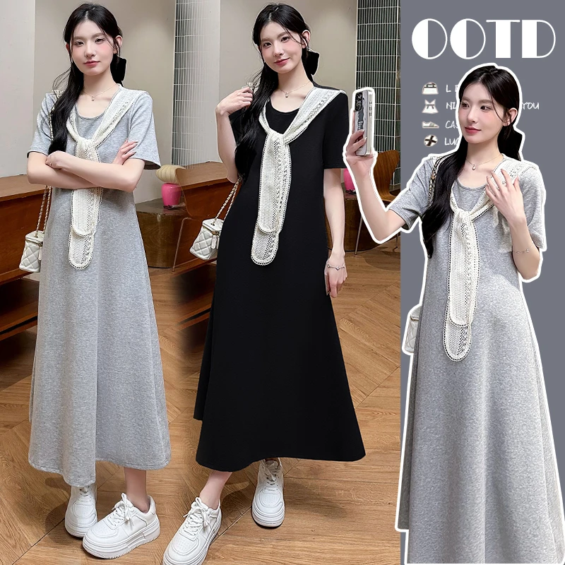 孕妇2025新款孕妇装夏季薄款显瘦带披肩连衣裙夏装中长款裙子套装