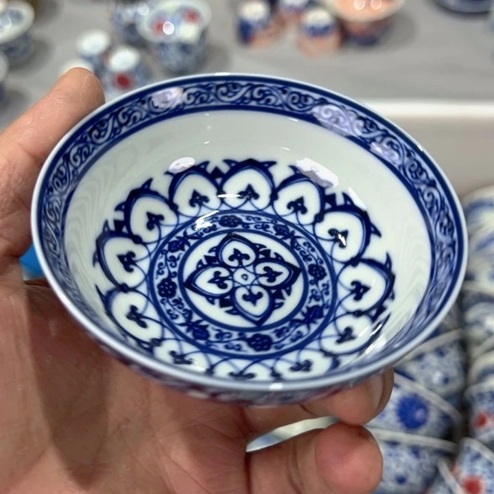 瓷片白青花宝相普洱杯全品