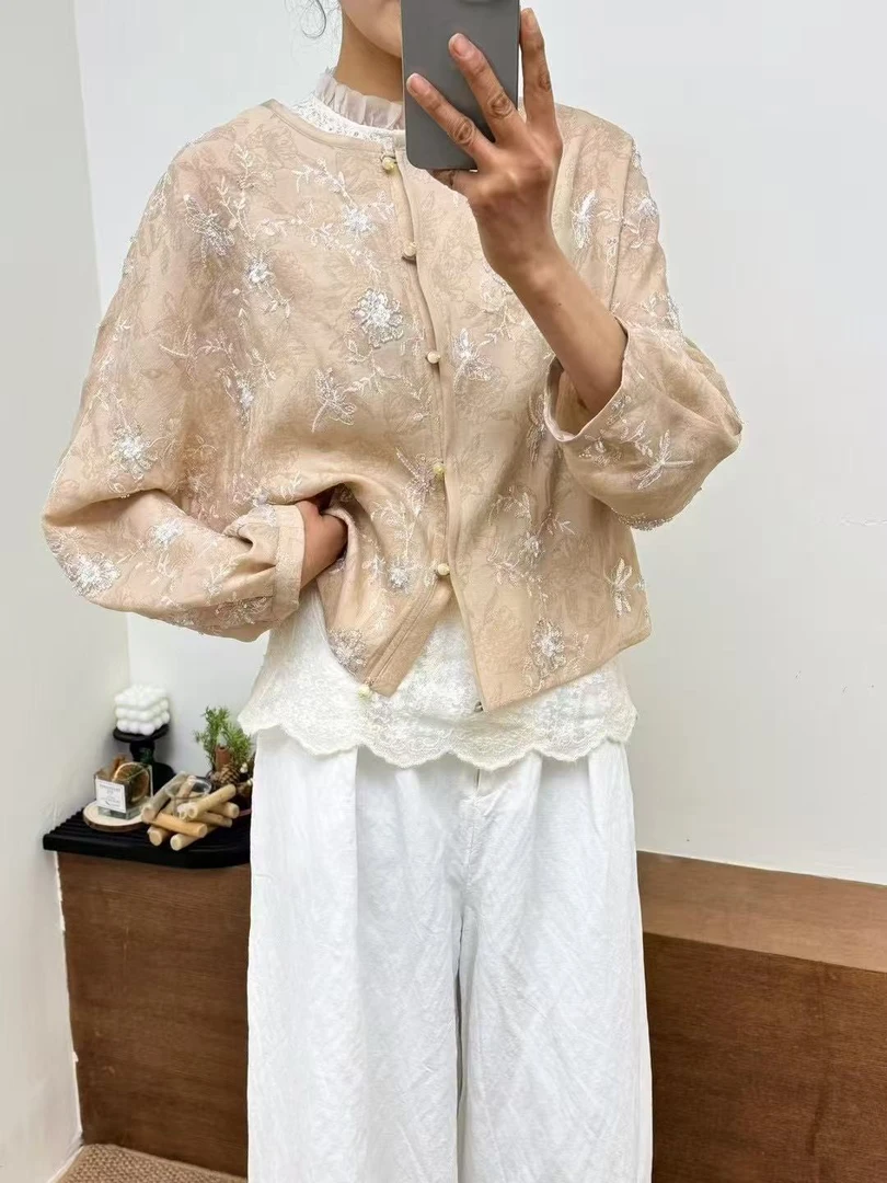 2025夏季新中式女装外套超薄透气时尚防晒长袖气质扎染2570蜻蜓