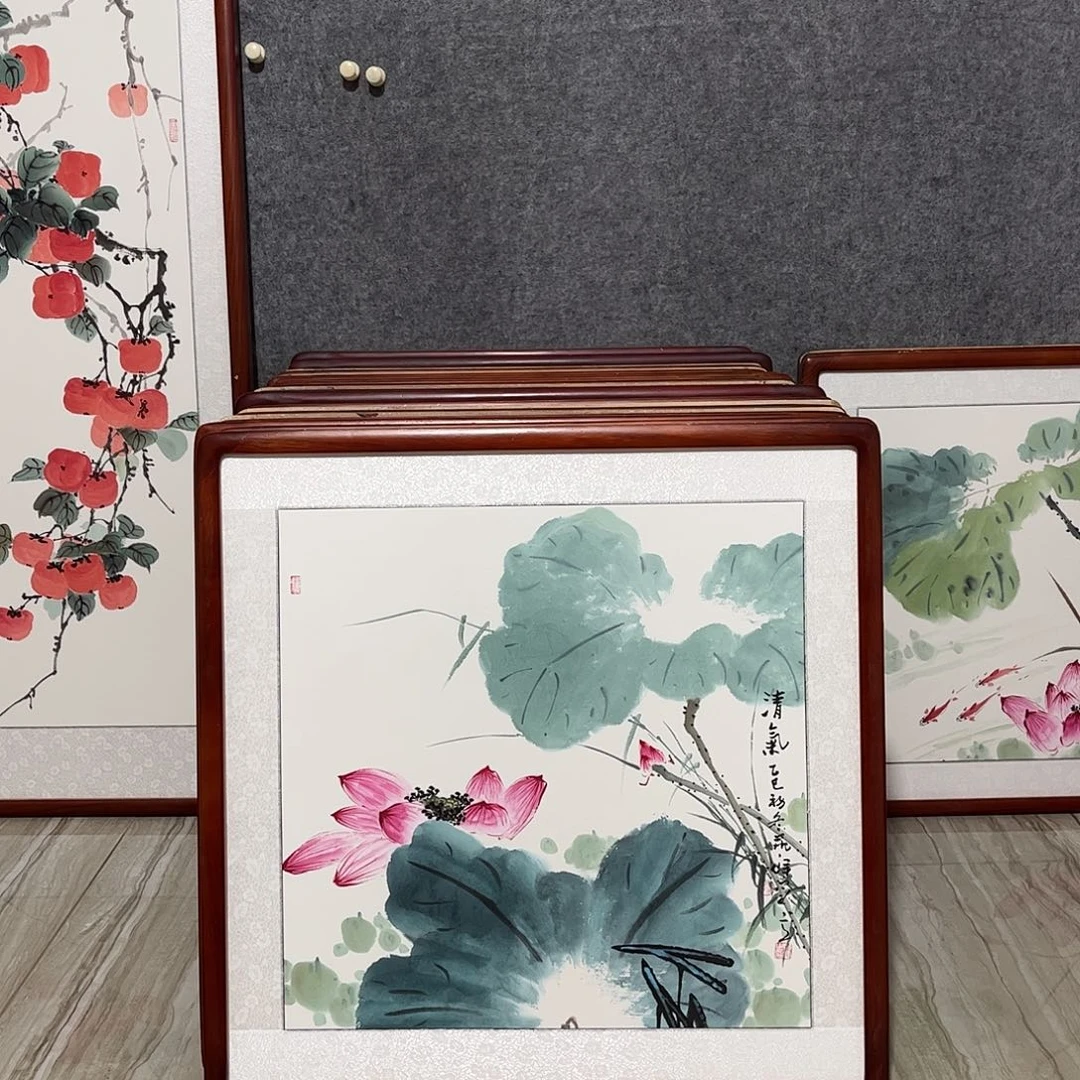 国画书画作品带框63×63