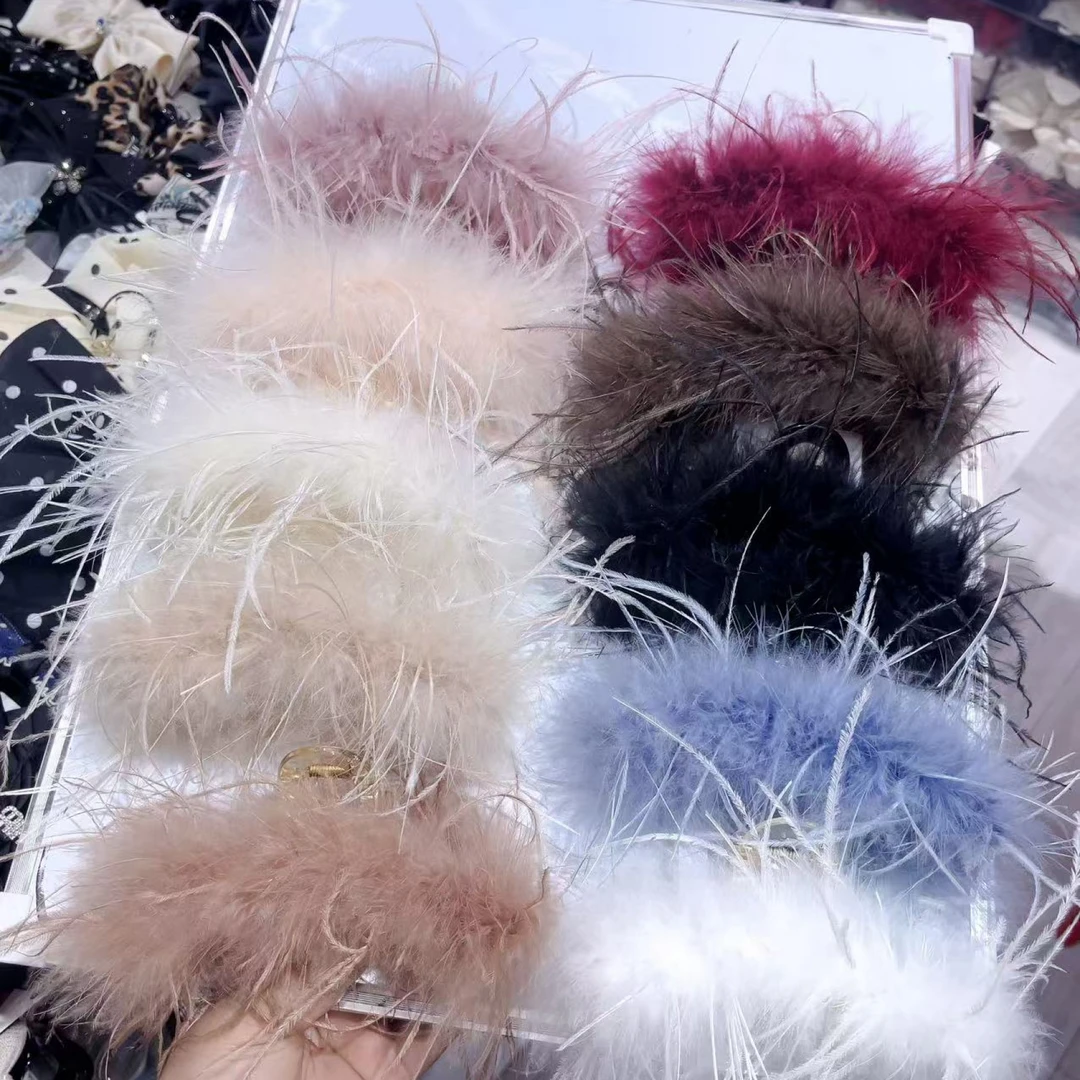 高级彩色鸵鸟超大15cm羽毛抓夹气质优雅秋冬新款后脑鲨鱼抓夹百搭