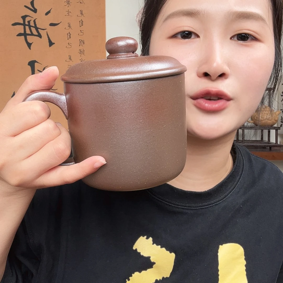茶杯紫砂用****8紫砂盖杯古法柴烧墩墩杯