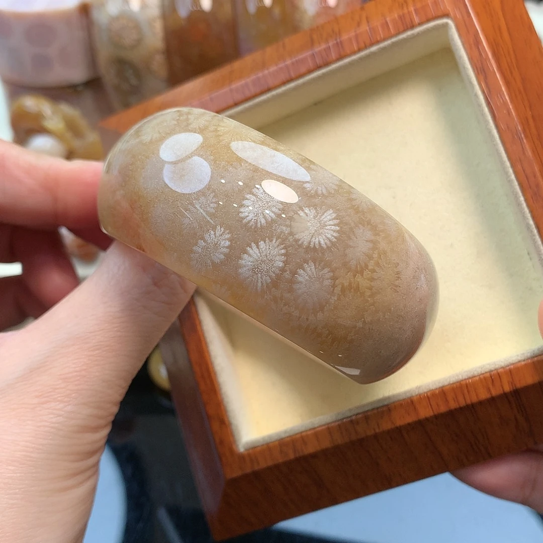未镶嵌手镯硅化珊瑚（珊瑚玉）54口可扩圈大漏800