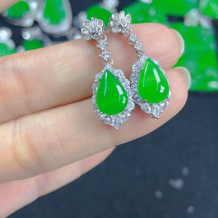 翡翠银S925镶嵌吊坠(不含链)