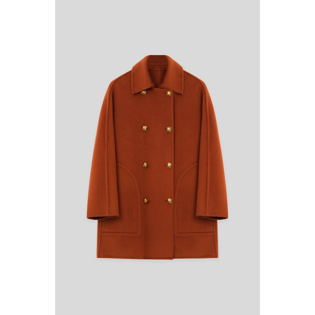 毛呢外套女秋冬新款经典中长款气质双面呢大衣8352D130