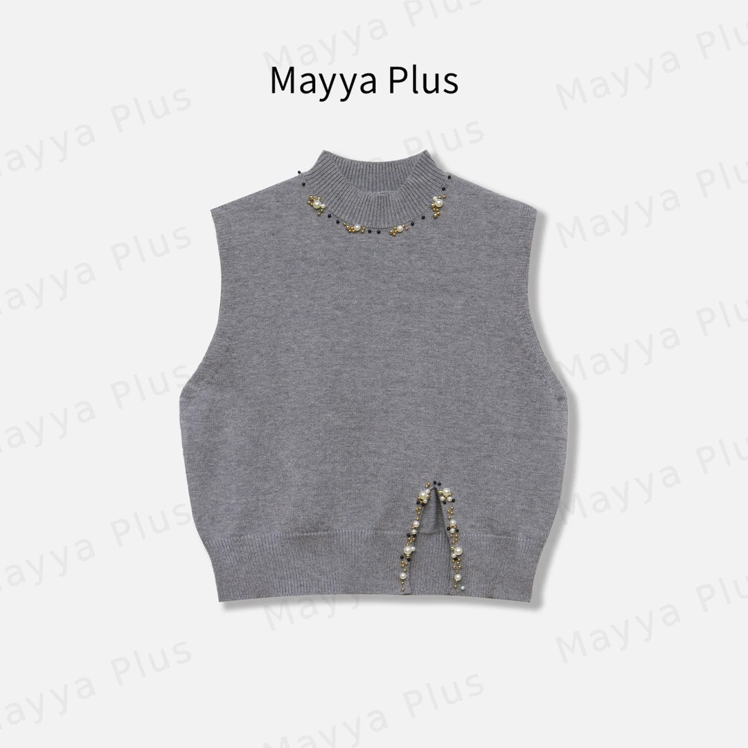 【洋气小姐】Mayya Plus麦芽定制轻奢气质显瘦款针织上衣32448378A