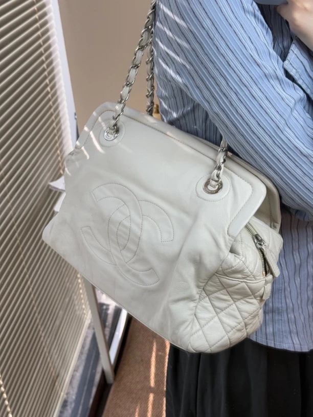 95新 Chanel/香奈儿 白色托特包简约设计单肩手提大容量时尚百搭