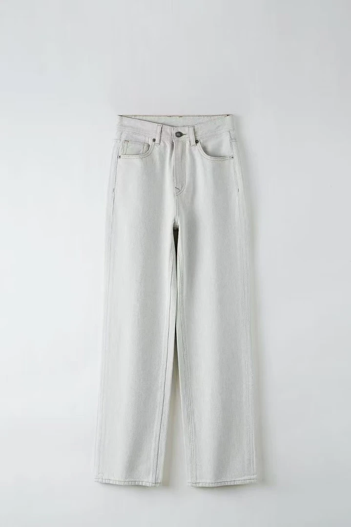 2025早春新款女神必备显高显腿长定织定染高端彩棉白牛窄版牛仔裤