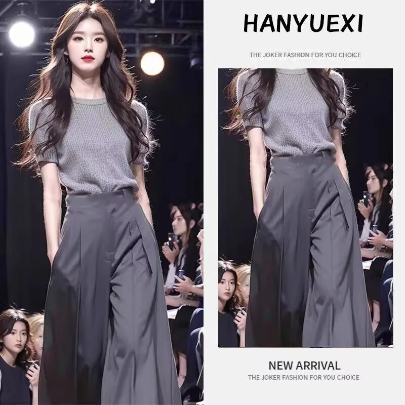 夏装搭配一整套盐系轻熟高级感小香风时尚上衣阔腿裤两件套装女款