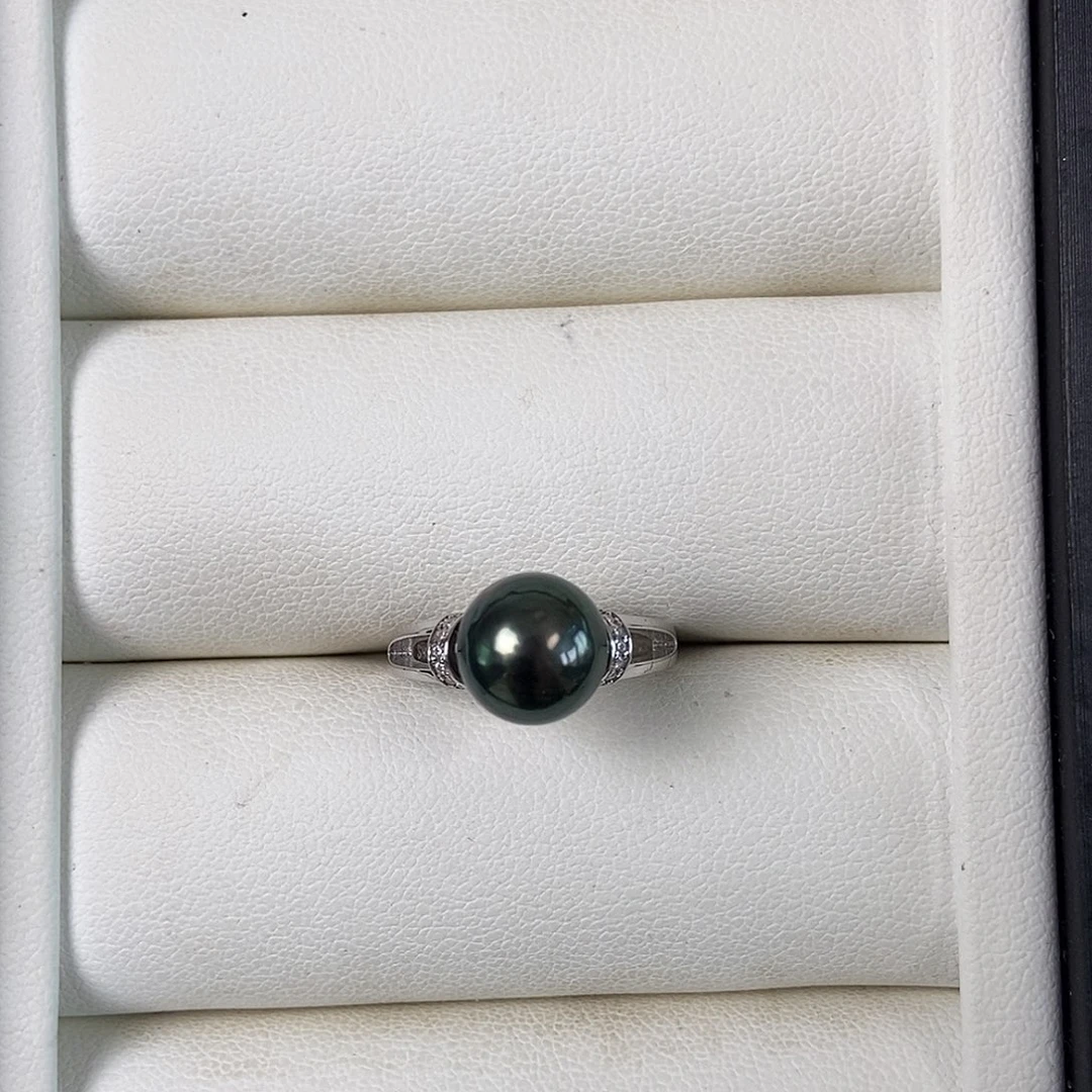 海水珍珠戒圈银S925镶嵌