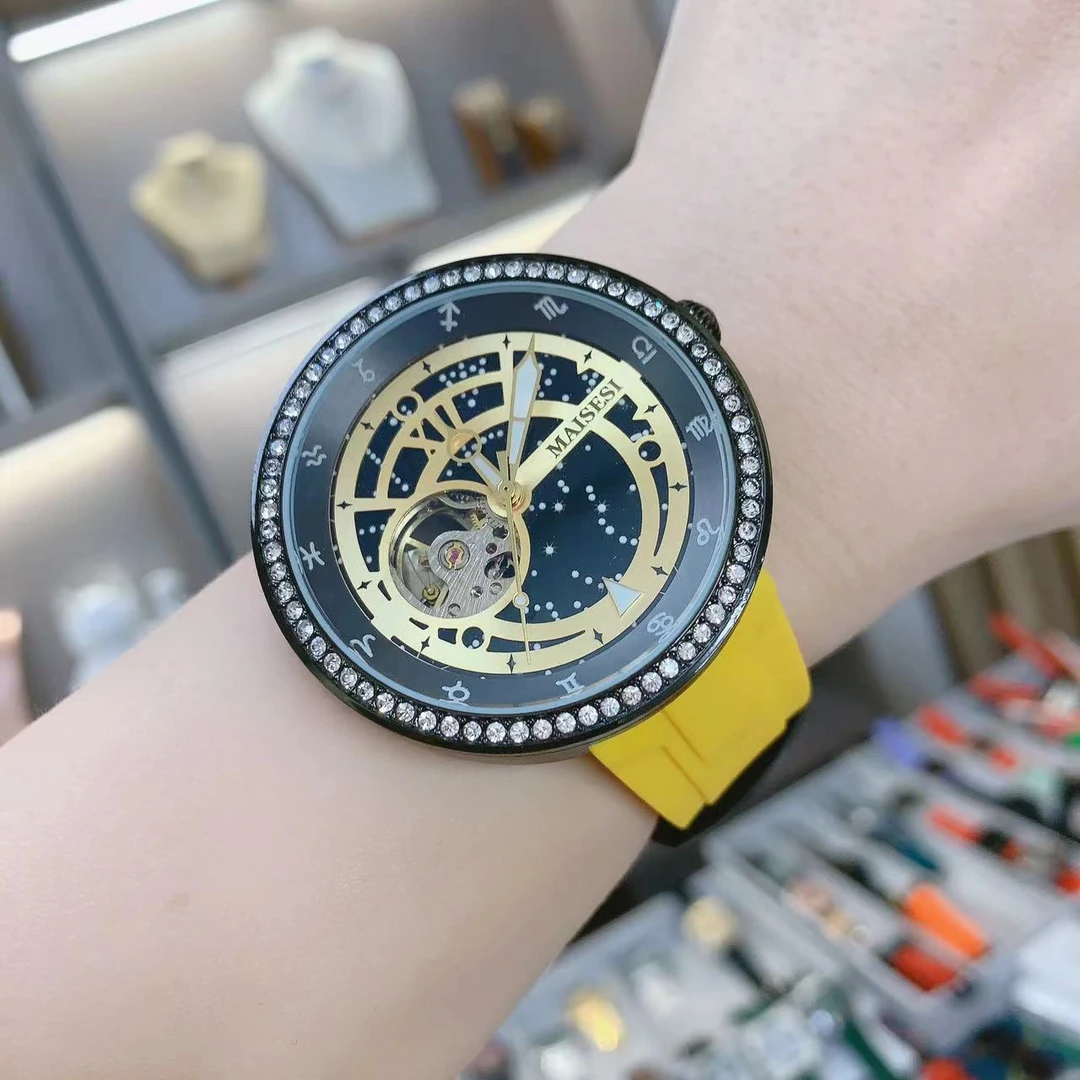MAISESI/迈瑟司十二星座镶嵌夜光镂空背透全自动机械手表YJ3