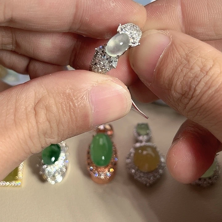 翡翠银S925镶嵌戒指