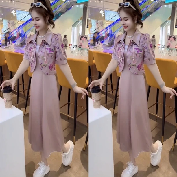 简约通勤新中式女装外套连衣裙显瘦韩版时尚套装时尚气质百搭套装