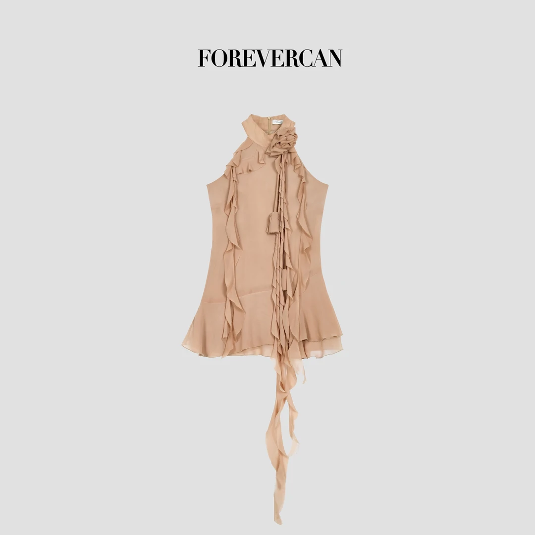 FOREVERCAN巴尔干玫瑰 复古连衣裙气质名媛背心裙 SD18641