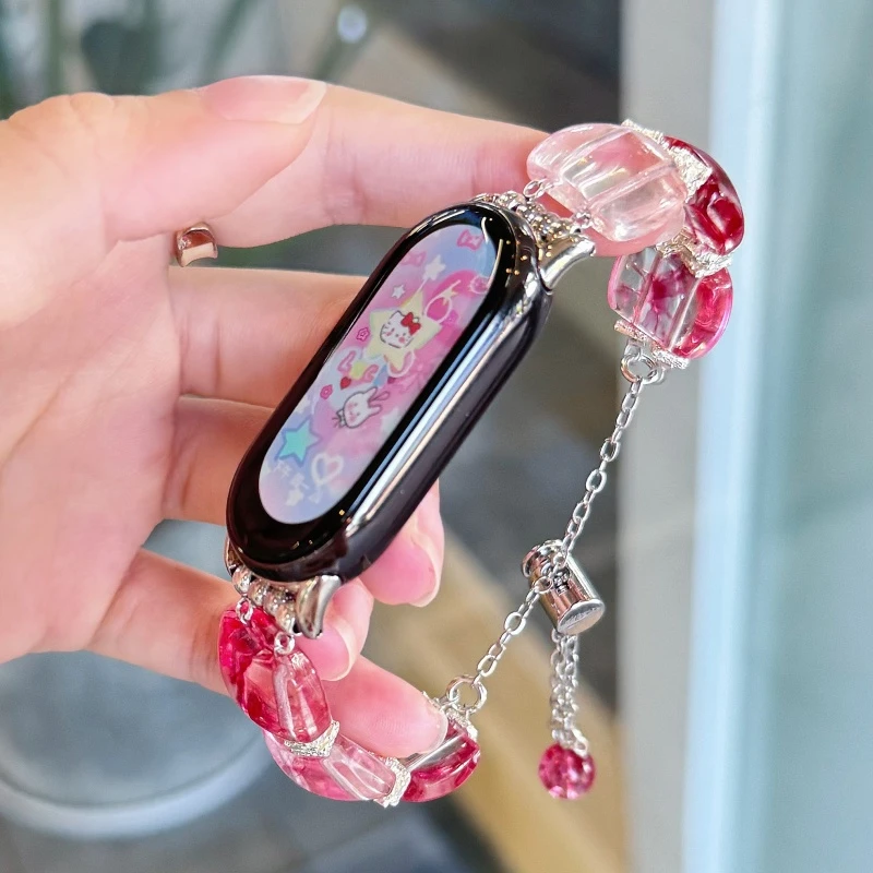 适用于小米手环9pro染色玻璃3/4nfc透粉方块Redmi4/3SE女款可调节