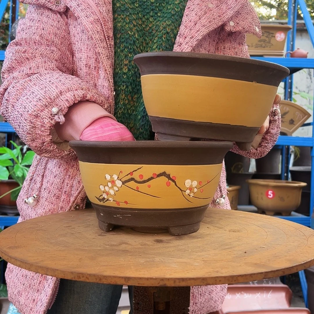 黄富贵点彩中一对花盆