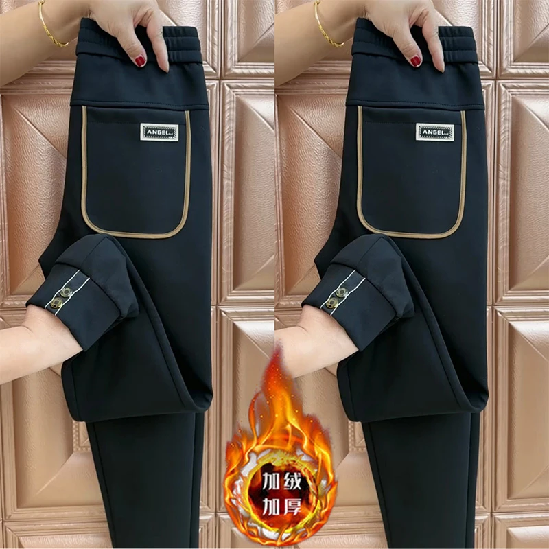 潮流百搭排扣运动卫裤2025秋冬精品男士休闲裤时尚针织刺绣小脚裤