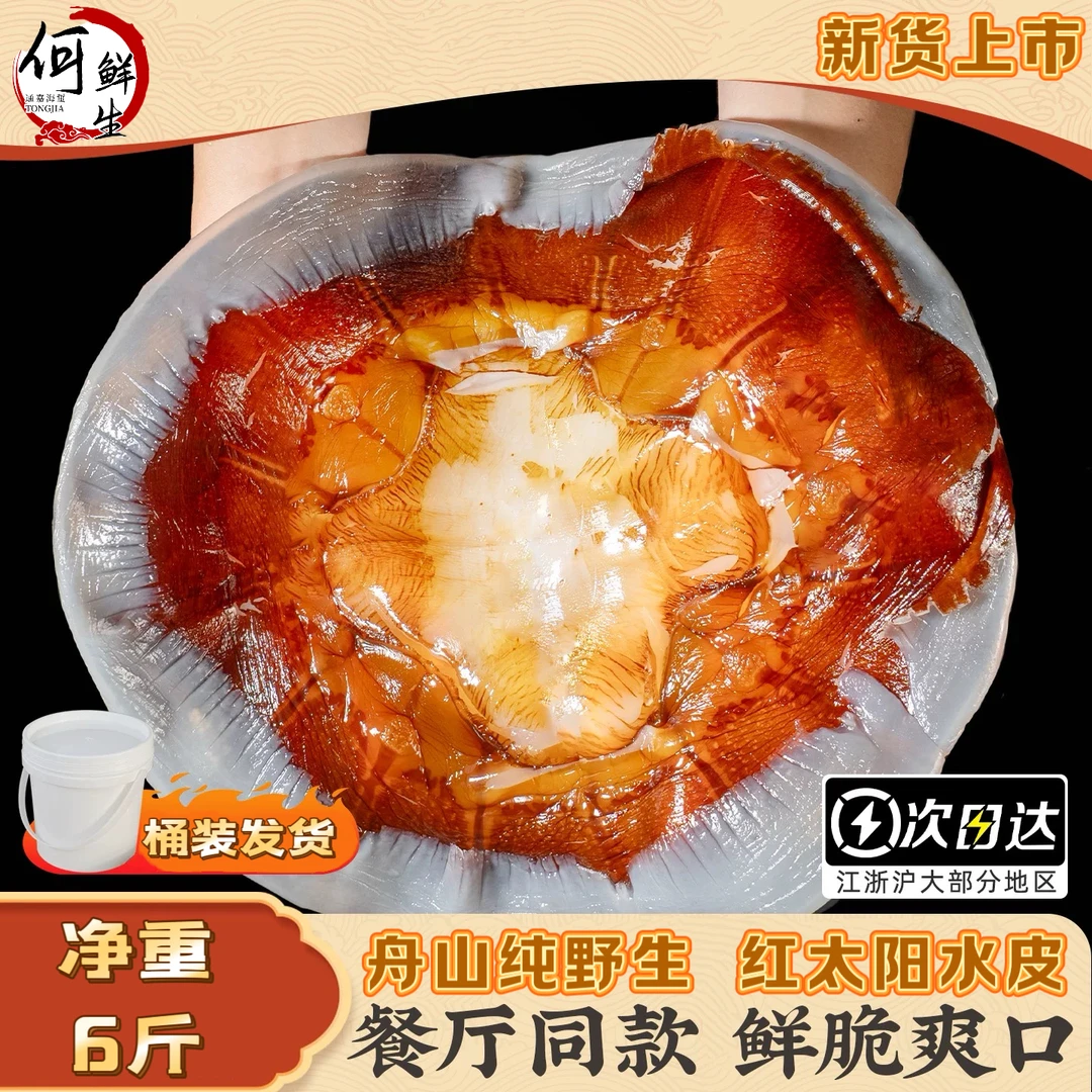 正宗舟山天然海蜇皮 红太阳水皮 净重6斤 开胃凉拌菜