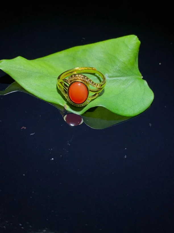 保山 镶嵌女戒指 柿子红佩戴保养天然满肉红润饱满