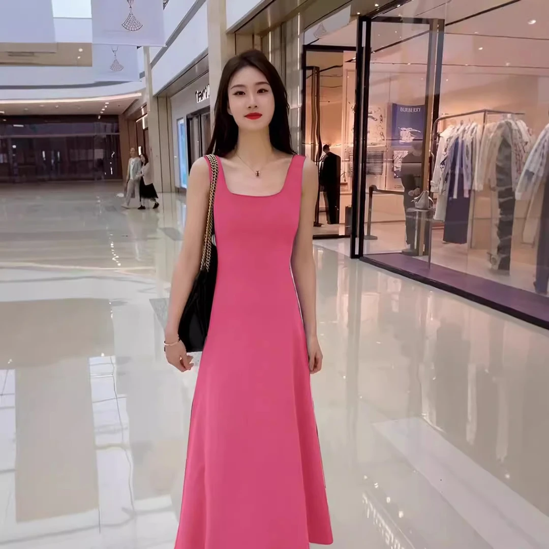 法式高级感无袖吊带连衣裙子女夏季2024新款气质显瘦收腰背心长裙