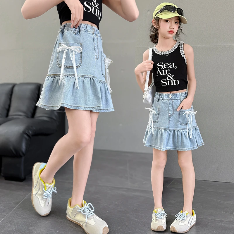 女童裤裙2025夏季新款洋气宽松薄款牛仔短裤女大童外穿夏装裤裙子