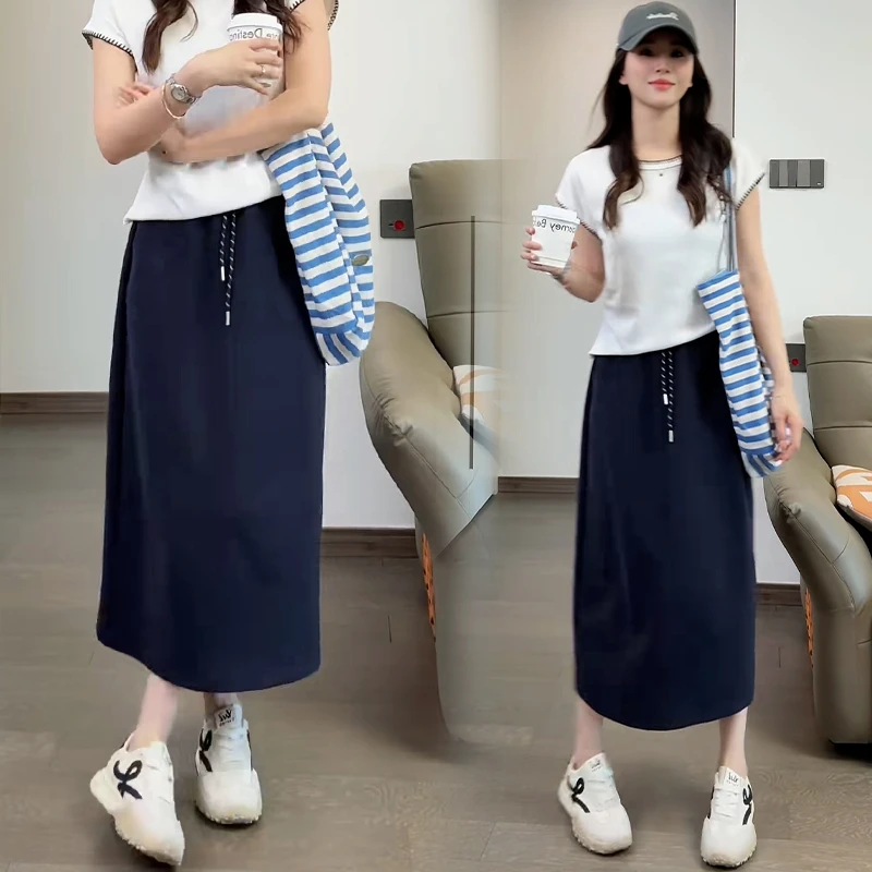 高含棉休闲显瘦慵懒风半身裙女2025年夏季新款洋气减龄高级感裙子