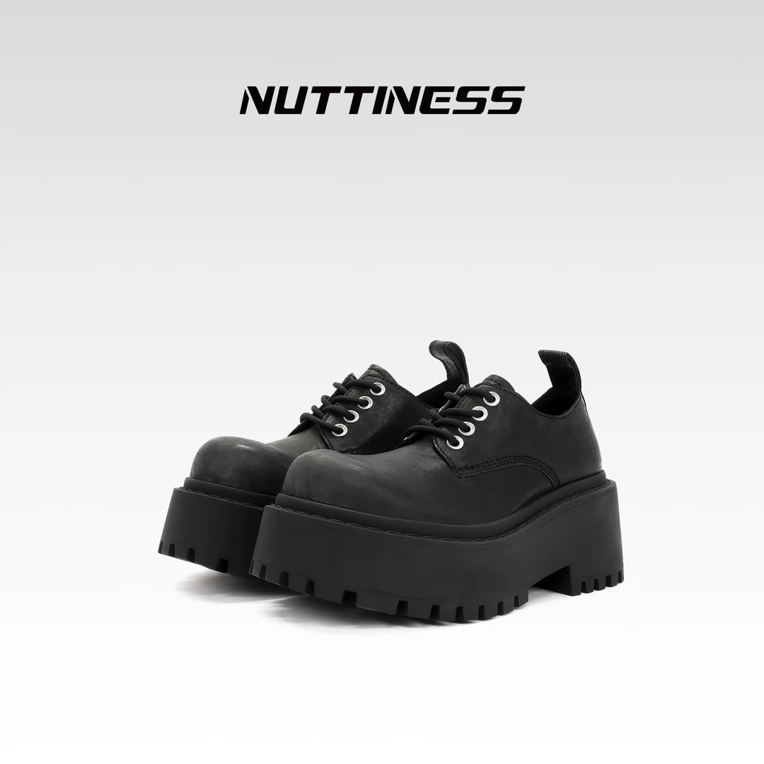【NUTTINESS】2025秋季新款圆头厚底增高休闲百搭英伦风牛皮乐福鞋