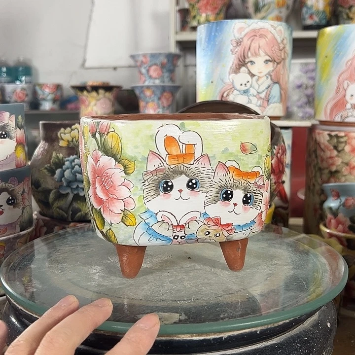 满38包邮 景德镇幸运花盆