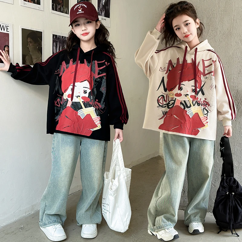 女童卫衣6-12岁潮款高级感2025春款女孩衣服时髦洋气炸街网红款酷