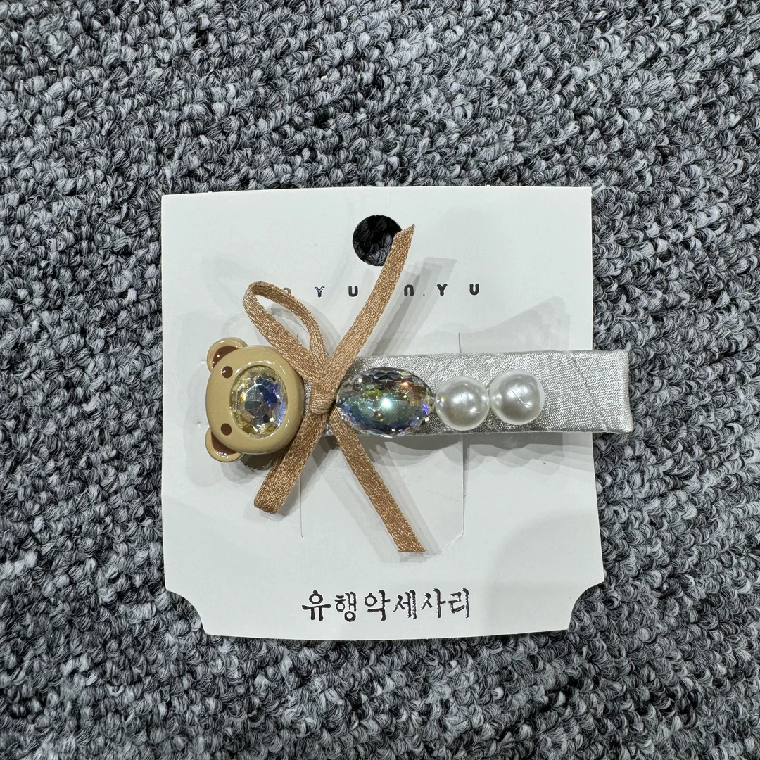 小熊珍珠镶钻发夹
