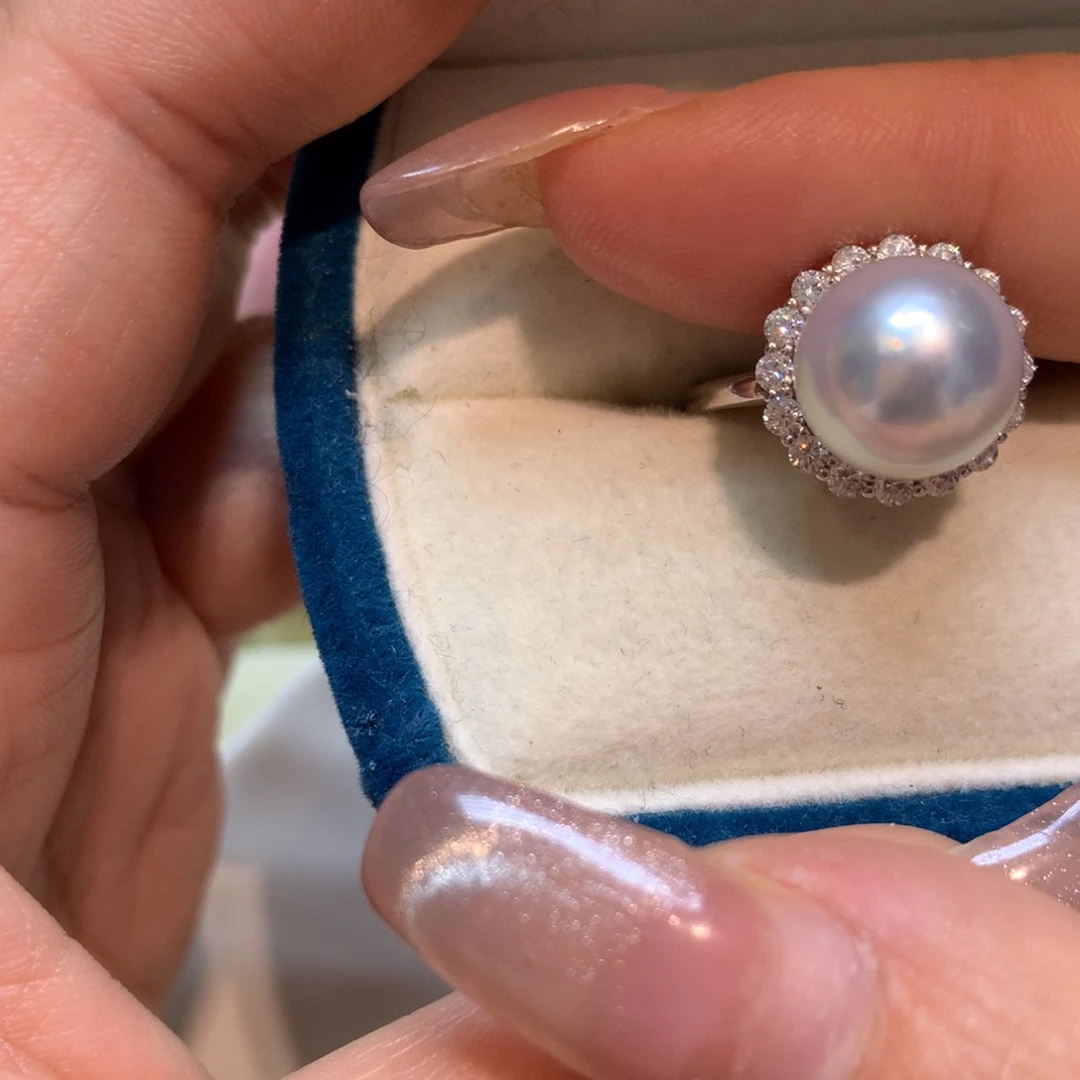 海水珍珠戒指银S925镶嵌
