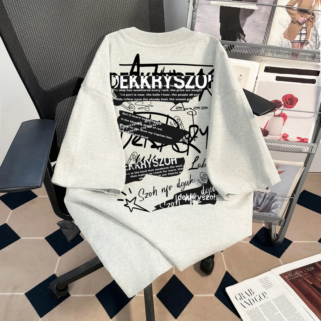 美式复古小众字母印花纯棉短袖t恤女夏季时尚ins白色个性半袖上衣