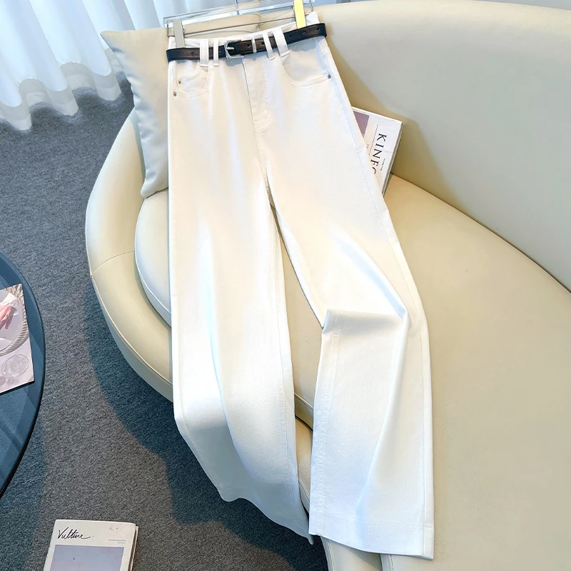 天丝窄版阔腿裤女夏季薄款2025新款高腰垂感休闲裤宽松显瘦直筒裤